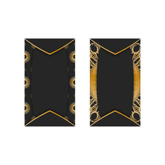 Black business card with vintage gold pattern for your contacts.