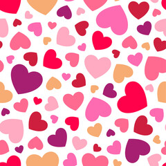 Heart seamless pattern on white background.
