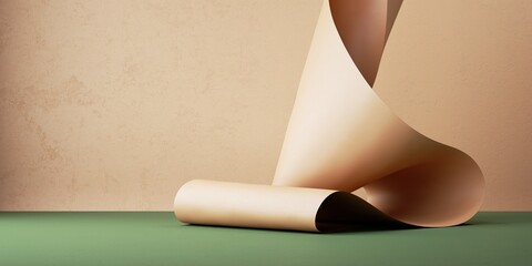 3d render, abstract simple background with folded paper ribbon
