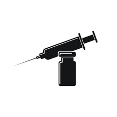 Syringe and Vaccine Icon. Medicine, Sign of Vaccination