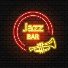 Jazz Bar Neon Vector. Neon sign, Logo, Brilliant Banner, Bright Night Advertising.   © Оксана Шаталова