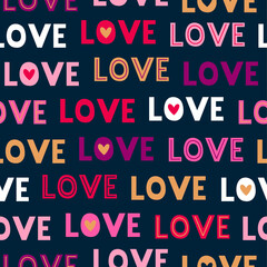 Seamless pattern of words love vector.
