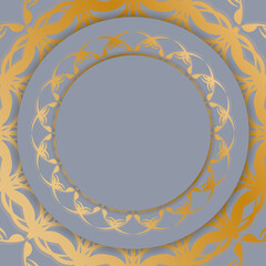 Gray colored flyer with vintage gold pattern prepared for typography.