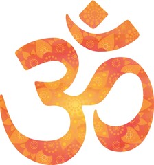 Om aum sign. Yoga and hinduism symbol isolated vector illustration with mandala pattern. - obrazy, fototapety, plakaty