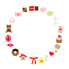 Obraz premium シンプルでフラットなバレンタインのフレームイラスト