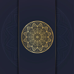 Gradient abstract golden mandala design in gold color premium vector