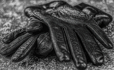 black and white gloves