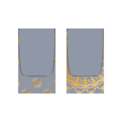 Business card in gray with vintage gold pattern for your business.
