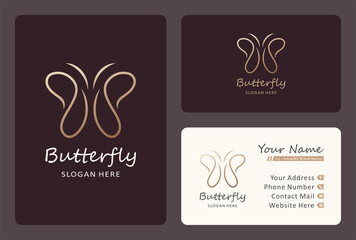 Fototapeta na wymiar minimal butterfly logo design with business card template.