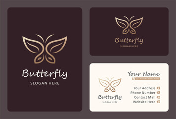 butterfly leaf logo design in a golden color.