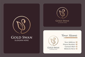 beauty swan logo design in a golden color. © jempolan
