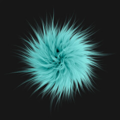 3d rendering. Fluffy blue ball on black isolated background. Graphic illustration.