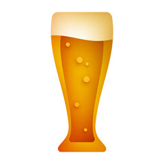 Glass of beer in modern geometric style. Minimalistic paper cut design element. Template for branding event, ads, background. Vector illustration.