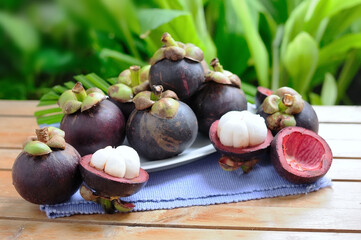 Ready to eat fresh mangosteen From the best source of southern Thailand, selective focus