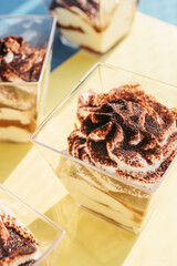 Homemade tiramisu cake, italian dessert.