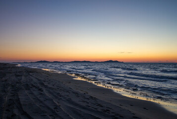 Fototapeta premium beautiful sunset on a beach Rinia, close to durres, Albania
