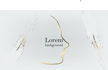 line of a female face on a light background. gold line. vector. silhouette of a woman's face. gold line from the shape of the face