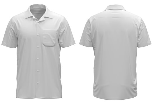 Short-sleeve button-down shirt (White)