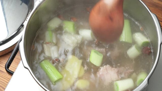 Traditional Chinese Soup, Winter Melon and Pork Ribs Soup