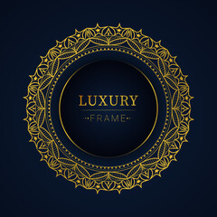 Luxury Traditional mandala design Frame background in Gold Color Free Vector