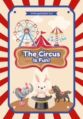 Poster template with circus funfair concept,watercolor style