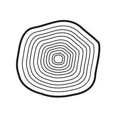 Wood sign icon. Tree growth rings. Tree trunk cross-section