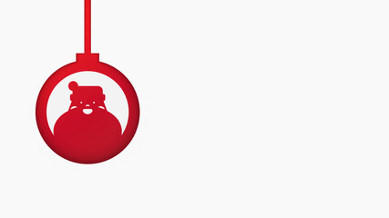 Obraz premium Christmas papercut design with copy space, glass ball and Santa Claus face. Vector design for greeting card or holiday banner.
