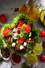 Composition with vegetable salad bowl