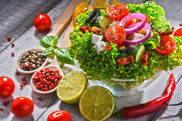Composition with vegetable salad bowl