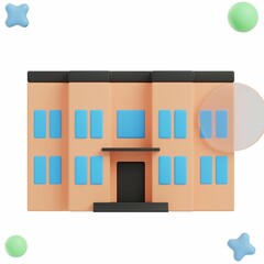 School Building - 3D School Illustration Icon Pack