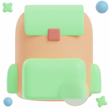 School Bag - 3D School Illustration Icon Pack