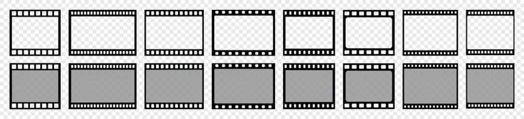 film strip icon set. tape photo film strip frame, Video Film strip roll, Vector illustration