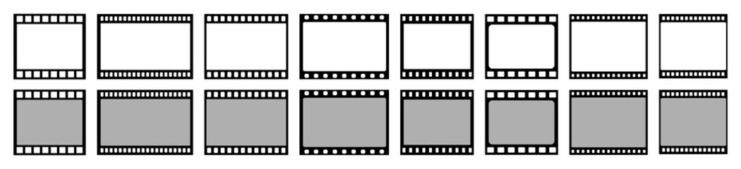 film strip icon set. tape photo film strip frame, Video Film strip roll, Vector illustration