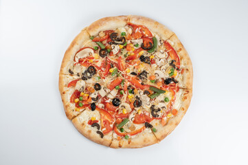 pizza on grey background