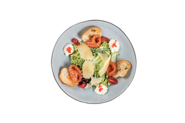 salad with tomatoes and cucumbers, potato 