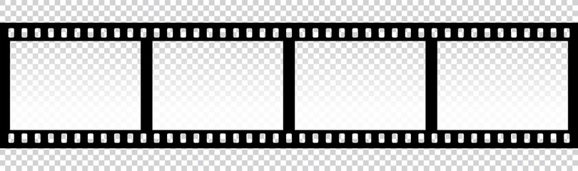 film strip icon isolated on transparent background. tape photo film strip frame, Video Film strip roll, Vector illustration