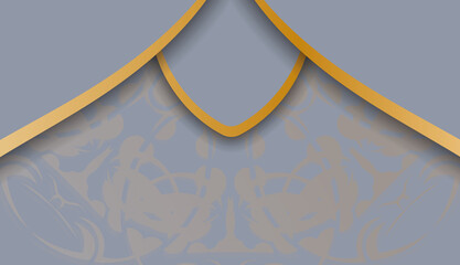 Baner of gray color with greek gold ornament for design under the text