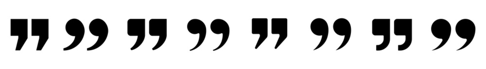 quote mark collection. black quotes icon set. Speech mark. inverted commas symbol. vector illustration