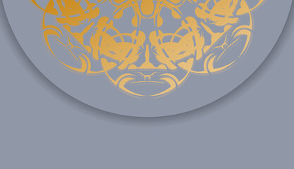 Gray banner with mandala gold ornament and place for text