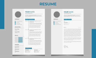 Modern Clean print ready Resume template design | Editable resume design | Creative Vector resume design