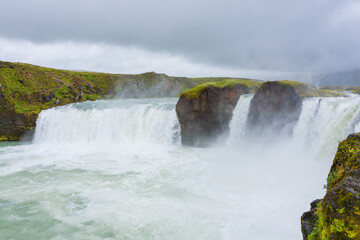Godafoss falls in summer season view, Iceland
