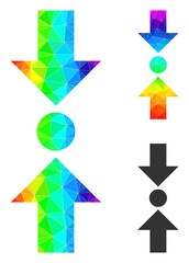 lowpoly pressure vertical icon with spectral colored. Rainbow colored polygonal pressure vertical vector is constructed with scattered colored triangles.
