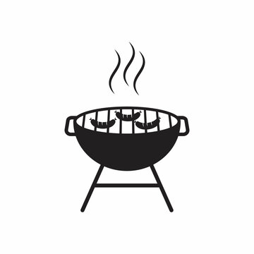 black grill with sausages cooking clip art preview