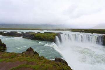 Godafoss falls in summer season view, Iceland