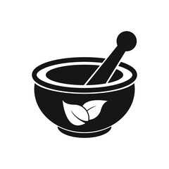 Pharmacy icon , Herbal pharmacy symbol , Pestle and Mortar