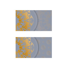 Business card in gray with abstract gold ornaments for your brand.