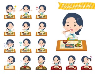 食事に関する事務員女性のセット