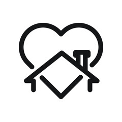 Stay home icon. House with heart