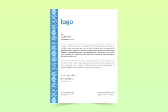 Islamic Letterhead Template Design. Professional corporate business letterhead vector template. Simple and clean print ready design.