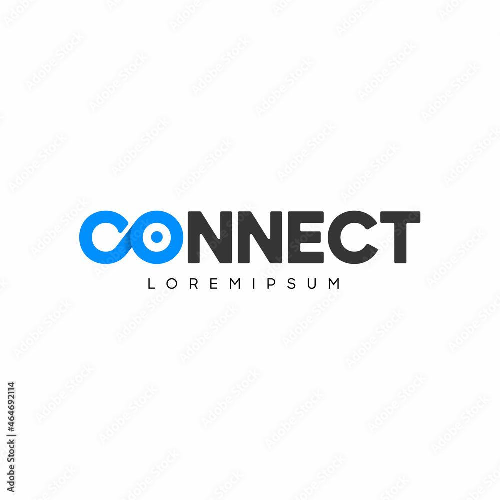 Poster Connect Blue Logo Design Template Elements. Connected c and o letters with dot. Modern Networking Logo Design.
